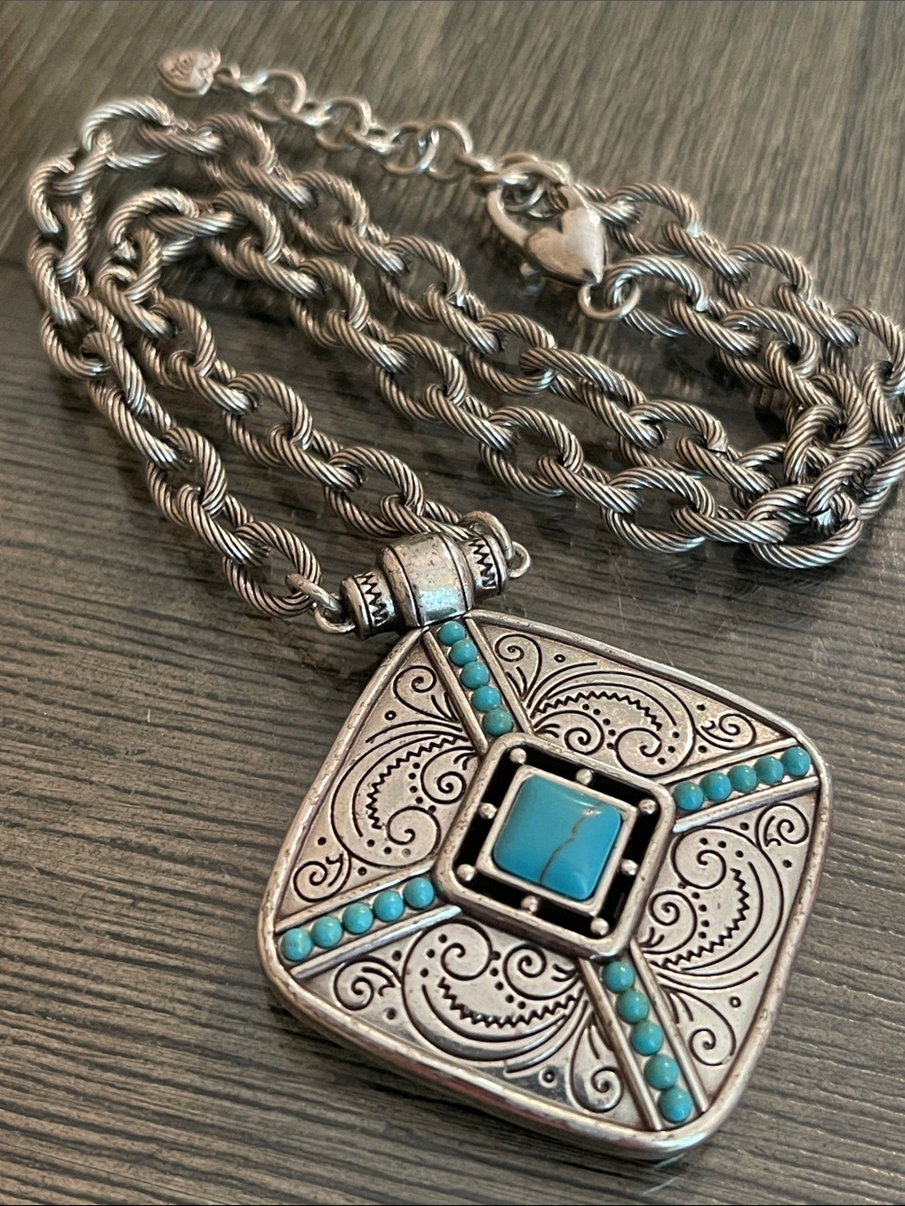Brighton Primrose Pendant Necklace Silver-Turquoise - Picture 13 of 16